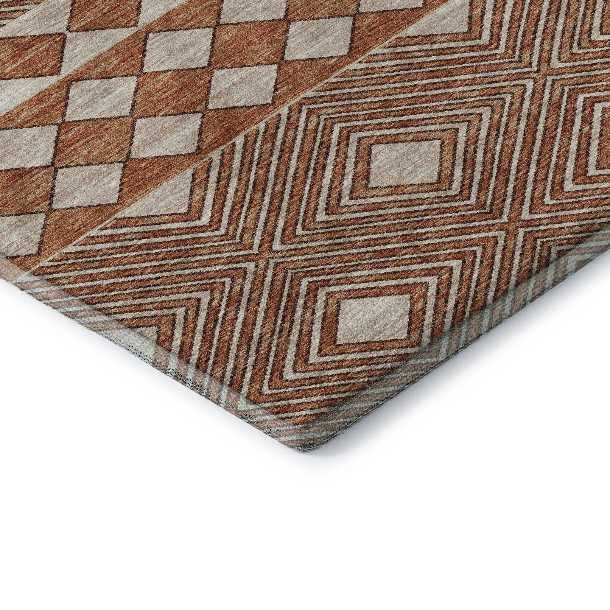 3' X 5' Burnt Sienna And Ivory Tribal Washable Area Rug With UV Protection - HomeRoots - Flyclothing LLC