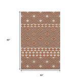 5' X 8' Burnt Sienna And Ivory Geometric Washable Area Rug With UV Protection - HomeRoots - Flyclothing LLC