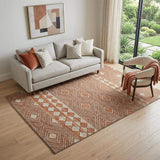5' X 8' Burnt Sienna And Ivory Geometric Washable Area Rug With UV Protection - HomeRoots - Flyclothing LLC