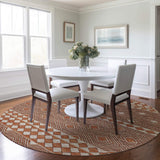 8' Burnt Sienna And Ivory Geometric Washable Round Rug With UV Protection - HomeRoots - Flyclothing LLC
