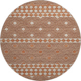 8' Burnt Sienna And Ivory Geometric Washable Round Rug With UV Protection - HomeRoots - Flyclothing LLC