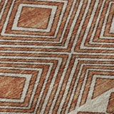8' Burnt Sienna And Ivory Geometric Washable Round Rug With UV Protection - HomeRoots - Flyclothing LLC