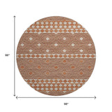 8' Burnt Sienna And Ivory Geometric Washable Round Rug With UV Protection - HomeRoots - Flyclothing LLC
