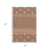 8' X 10' Burnt Sienna And Ivory Geometric Washable Area Rug With UV Protection - HomeRoots - Flyclothing LLC