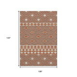 9' X 12' Burnt Sienna And Ivory Geometric Washable Area Rug With UV Protection - HomeRoots - Flyclothing LLC