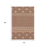 10' X 14' Burnt Sienna And Ivory Tribal Washable Area Rug With UV Protection - HomeRoots - Flyclothing LLC