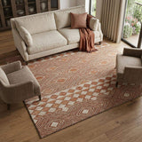 10' X 14' Burnt Sienna And Ivory Tribal Washable Area Rug With UV Protection - HomeRoots - Flyclothing LLC