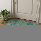 3' X 5' Green And Navy Blue Tribal Washable Area Rug With UV Protection - HomeRoots - Flyclothing LLC