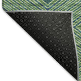8' Green And Navy Blue Geometric Washable Round Rug With UV Protection - HomeRoots - Flyclothing LLC