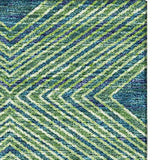 10' X 14' Green And Navy Blue Geometric Washable Area Rug With UV Protection - HomeRoots - Flyclothing LLC