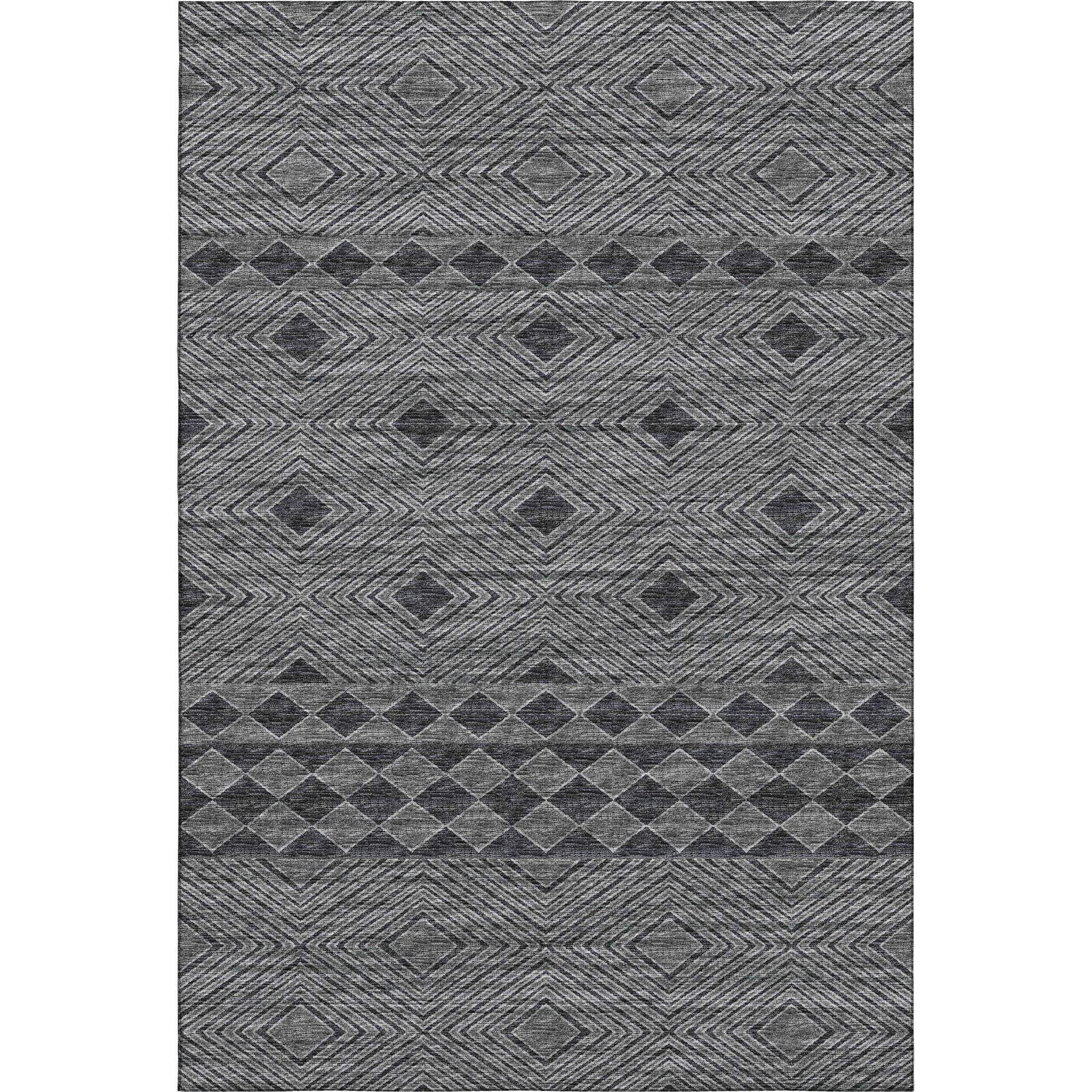 5' X 8' Gray And Black Geometric Washable Area Rug With UV Protection - HomeRoots - Flyclothing LLC