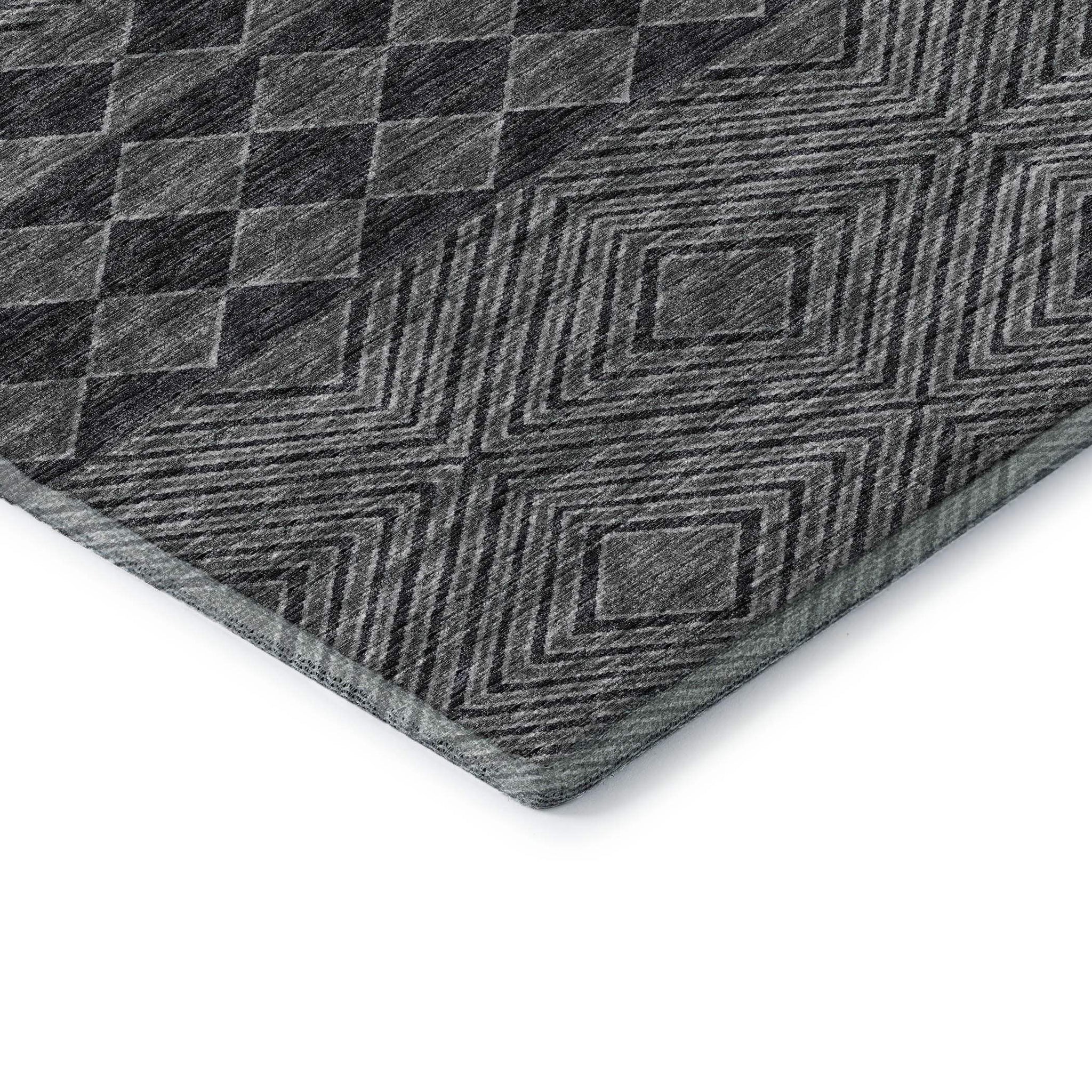 5' X 8' Gray And Black Geometric Washable Area Rug With UV Protection - HomeRoots - Flyclothing LLC