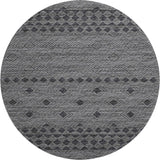 8' Gray And Black Geometric Washable Round Rug With UV Protection - HomeRoots - Flyclothing LLC
