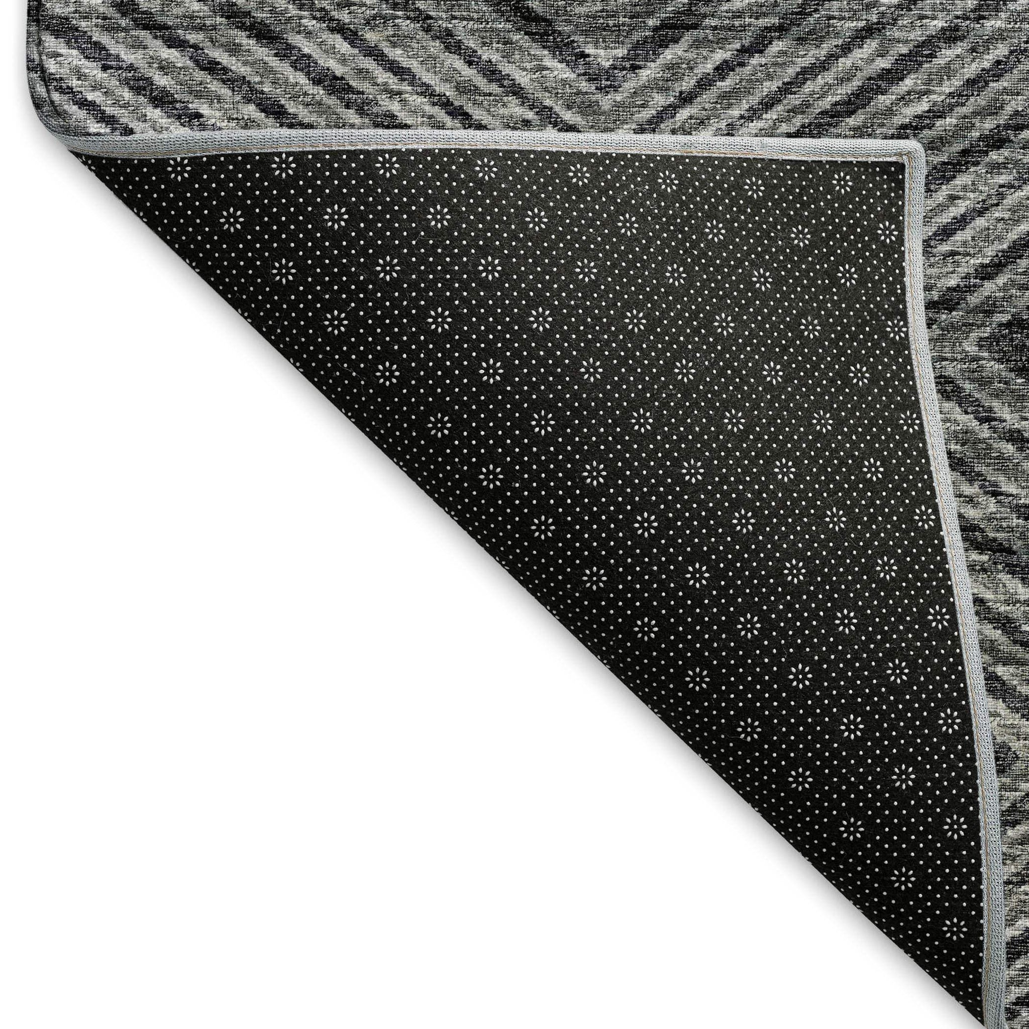 8' X 10' Gray And Black Geometric Washable Area Rug With UV Protection - HomeRoots - Flyclothing LLC