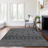 9' X 12' Gray And Black Geometric Washable Area Rug With UV Protection - HomeRoots - Flyclothing LLC