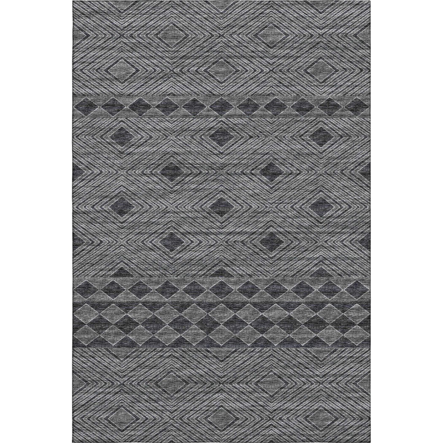 10' X 14' Gray And Black Geometric Washable Area Rug With UV Protection - HomeRoots - Flyclothing LLC