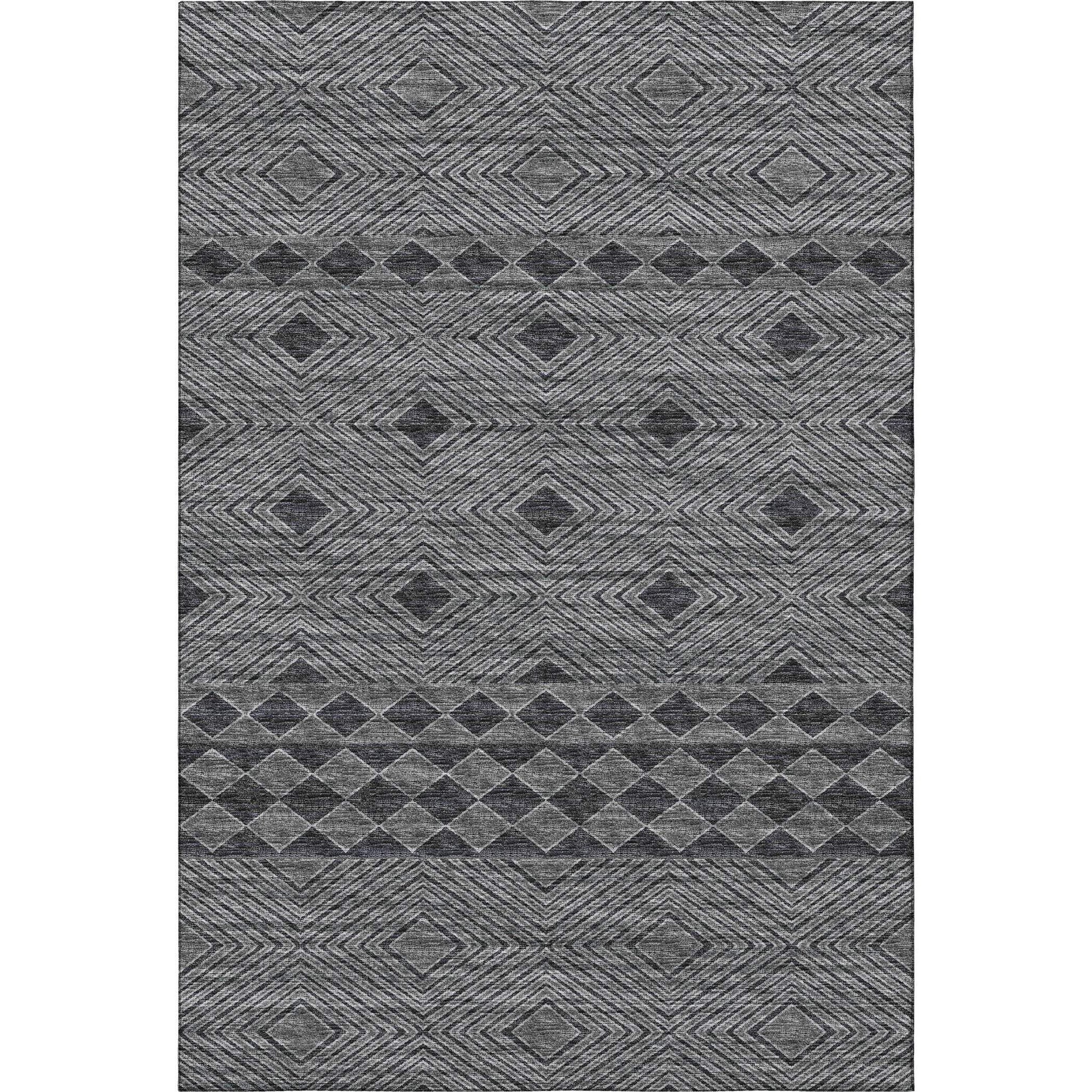 10' X 14' Gray And Black Geometric Washable Area Rug With UV Protection - HomeRoots - Flyclothing LLC