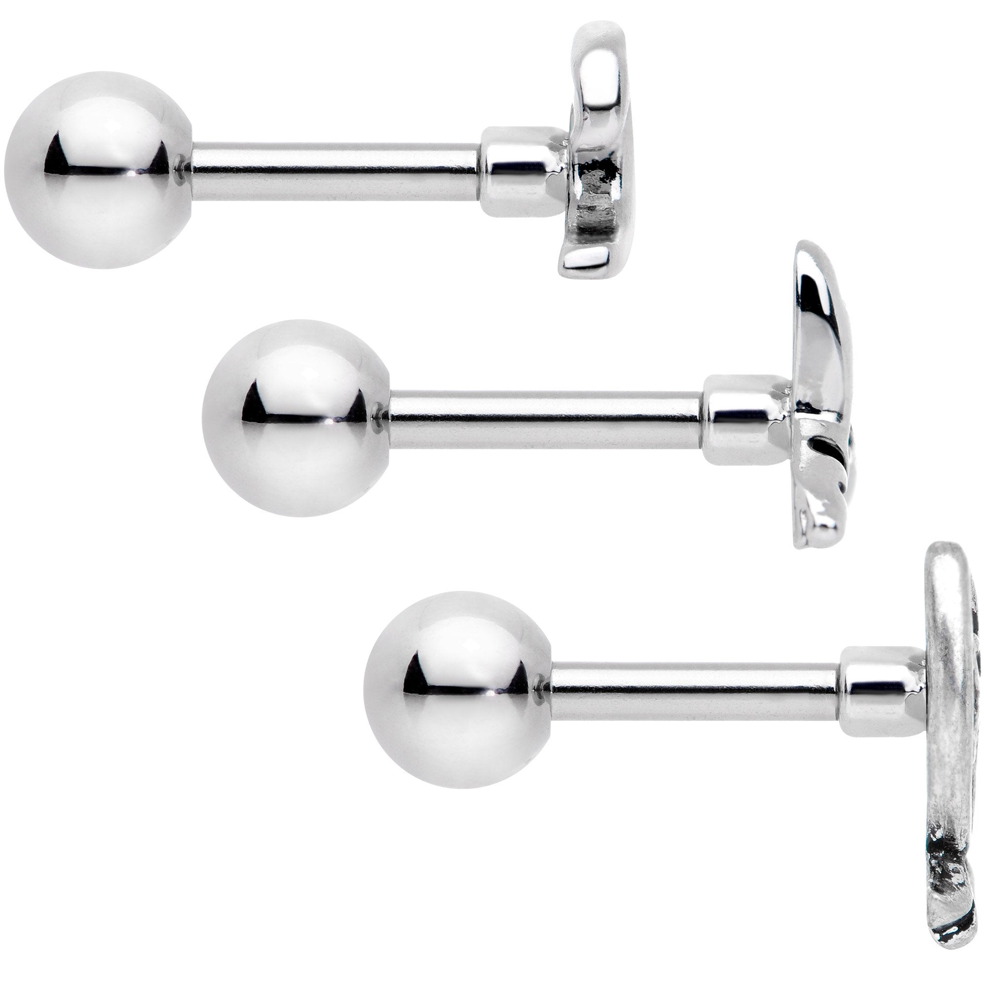 16G 1/4 Ocean Starfish Life Cartilage Tragus Earring Set of 3 - BodyCandy - Flyclothing LLC