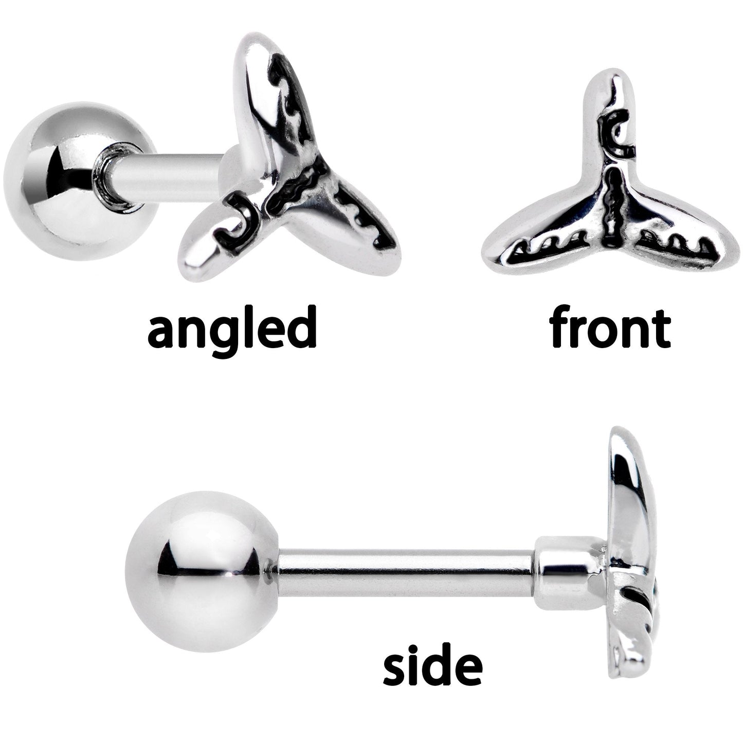 16G 1/4 Ocean Starfish Life Cartilage Tragus Earring Set of 3 - BodyCandy - Flyclothing LLC