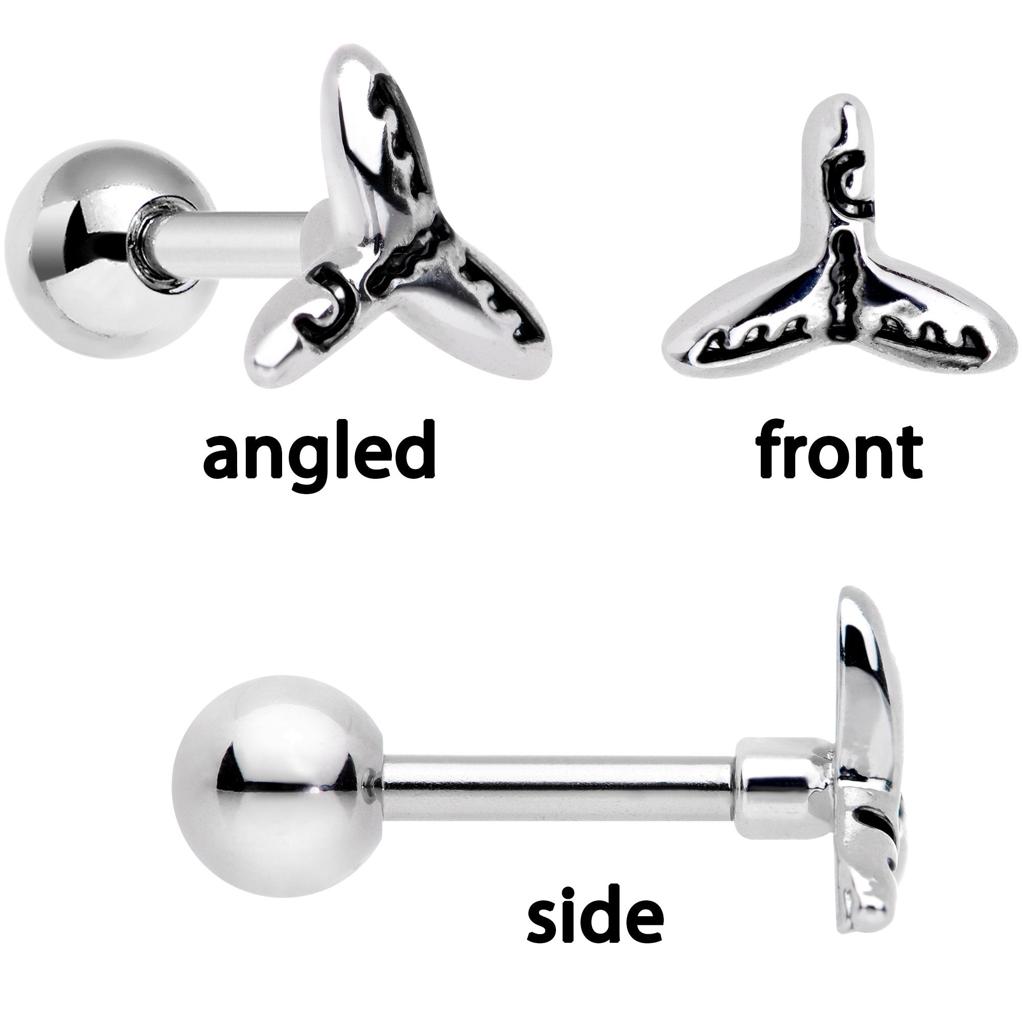 16G 1/4 Ocean Starfish Life Cartilage Tragus Earring Set of 3 - BodyCandy - Flyclothing LLC
