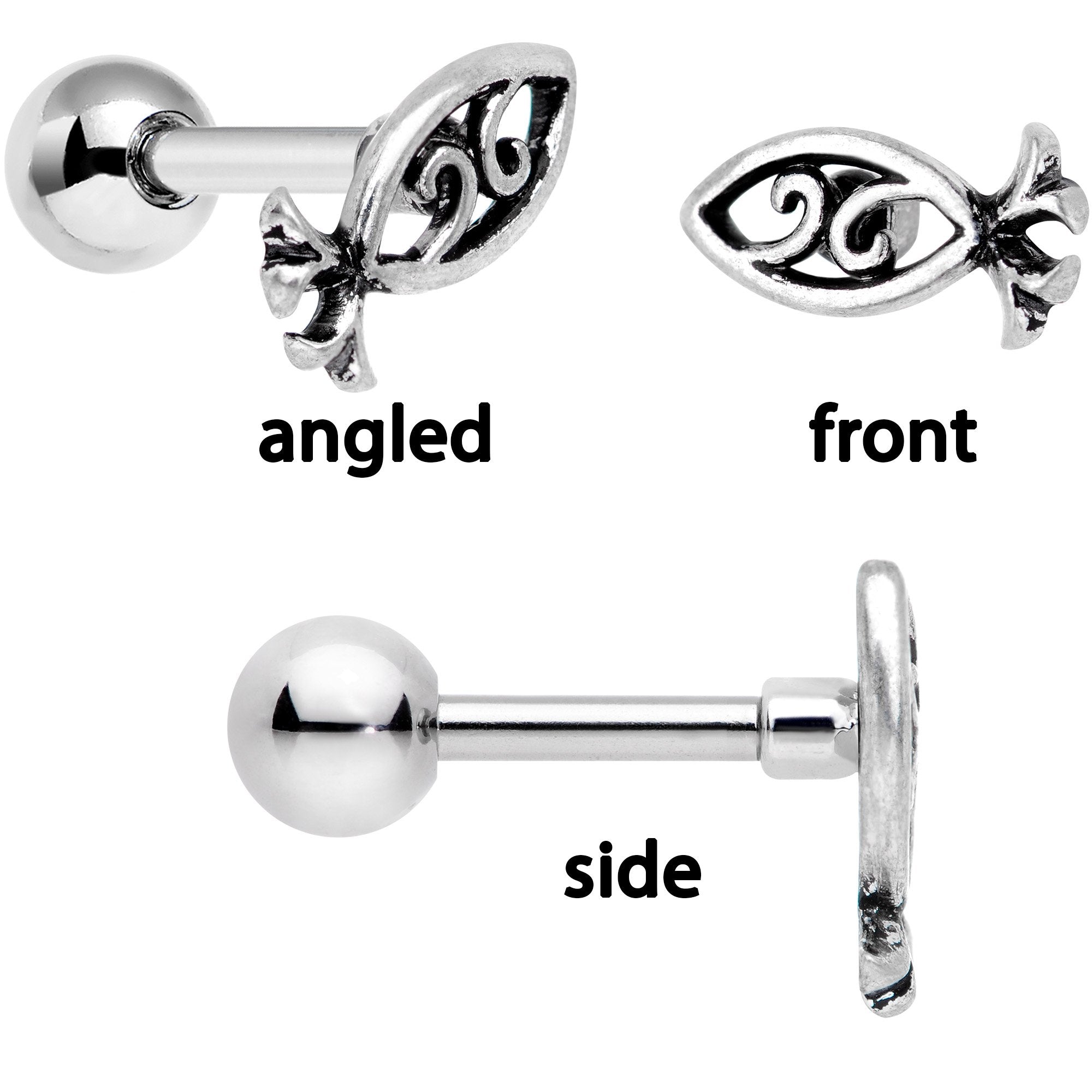 16G 1/4 Ocean Starfish Life Cartilage Tragus Earring Set of 3 - BodyCandy - Flyclothing LLC