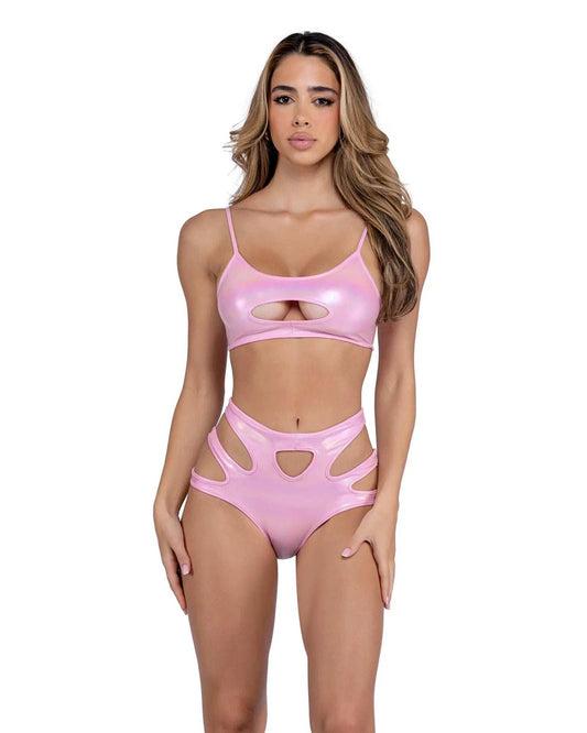 Roma Costume 6449 Metallic Iridescent Keyhole High-Waisted Shorts - Roma Costume - Flyclothing LLC