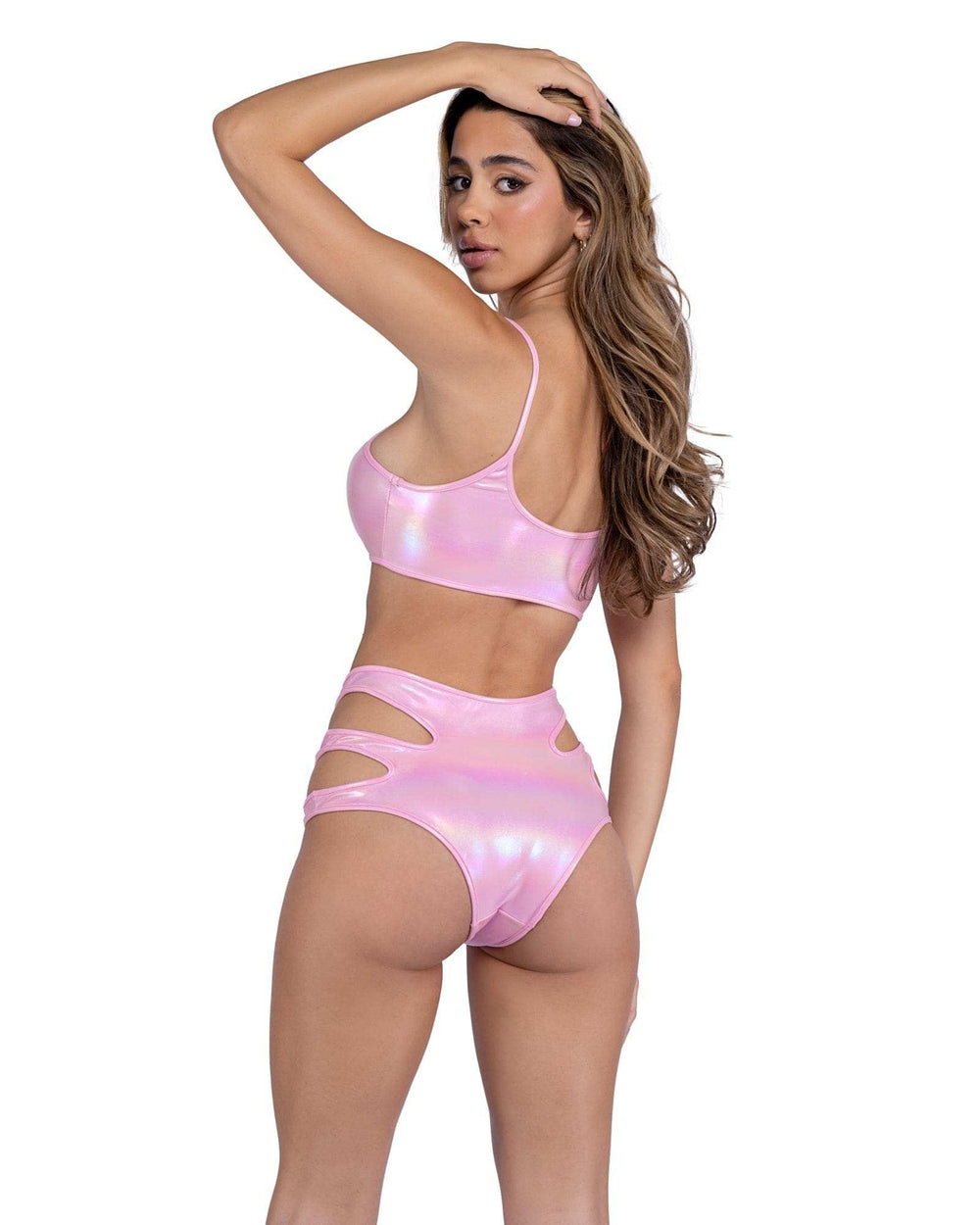 Roma Costume 6448 Metallic Iridescent Keyhole Cropped Top - Roma Costume - Flyclothing LLC