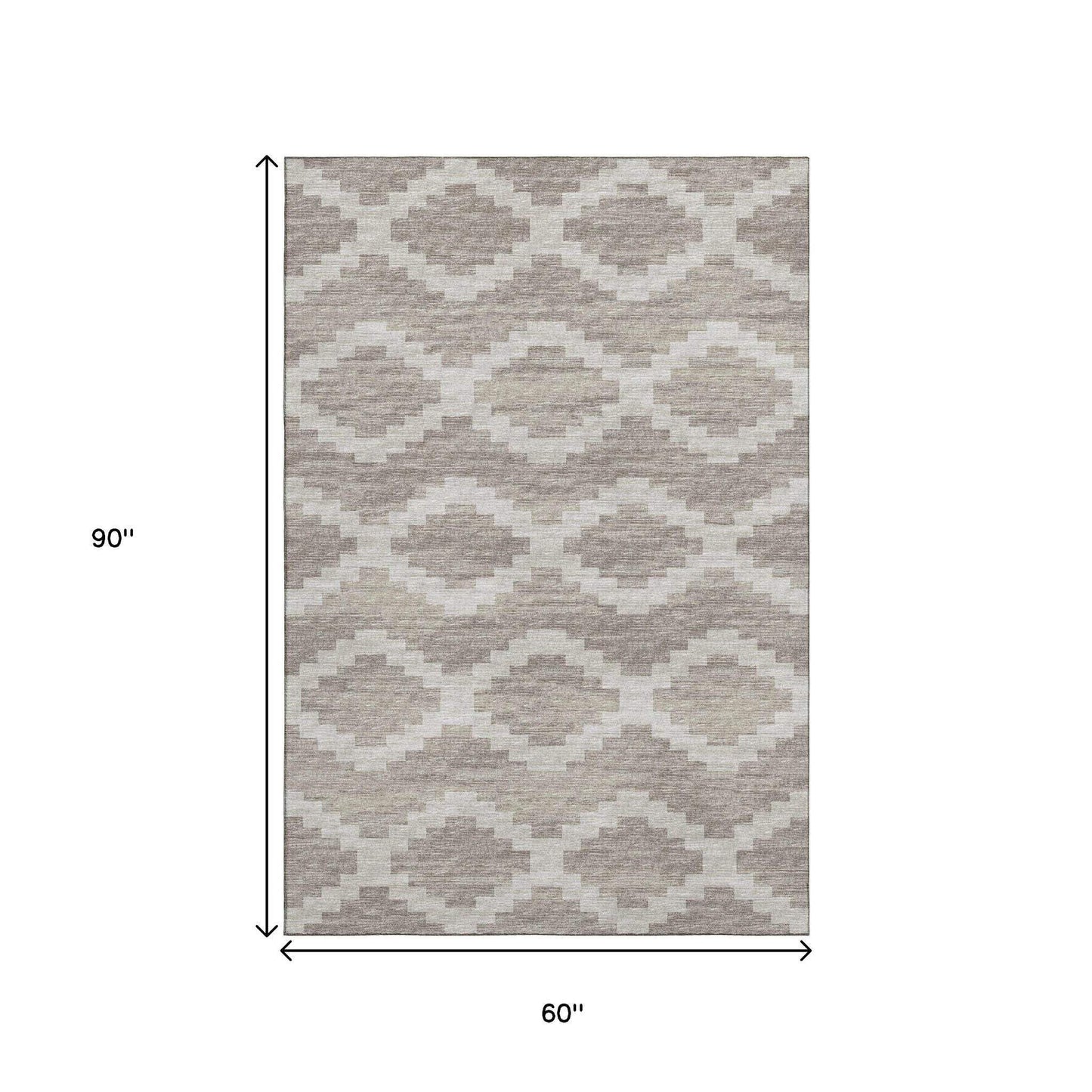 5' X 8' Tan Ivory And Beige Tribal Washable Area Rug With UV Protection - HomeRoots - Flyclothing LLC