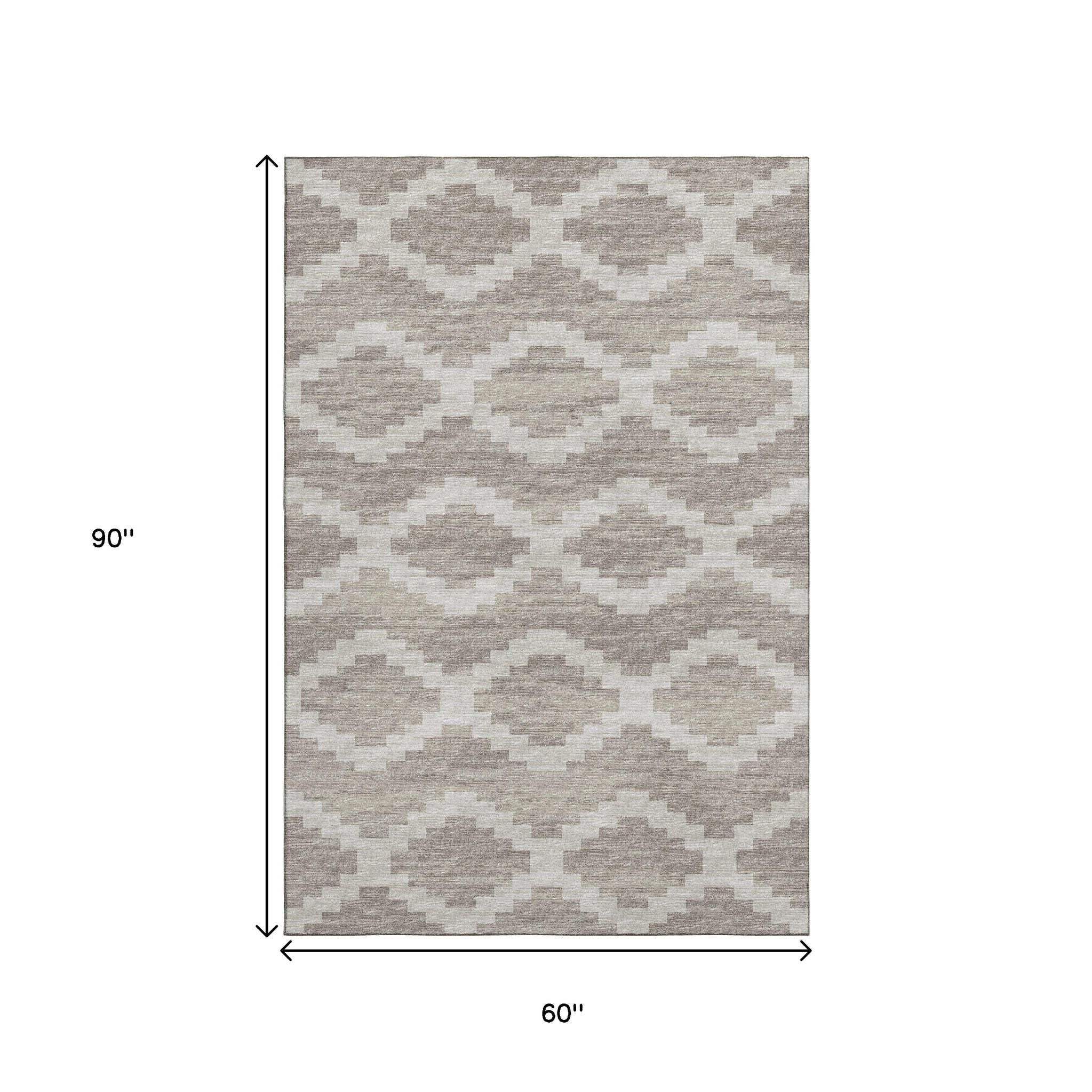 5' X 8' Tan Ivory And Beige Tribal Washable Area Rug With UV Protection - HomeRoots - Flyclothing LLC