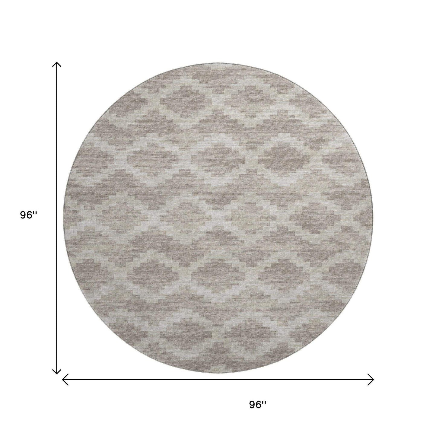 8' Tan Ivory And Beige Tribal Washable Round Rug With UV Protection - HomeRoots - Flyclothing LLC