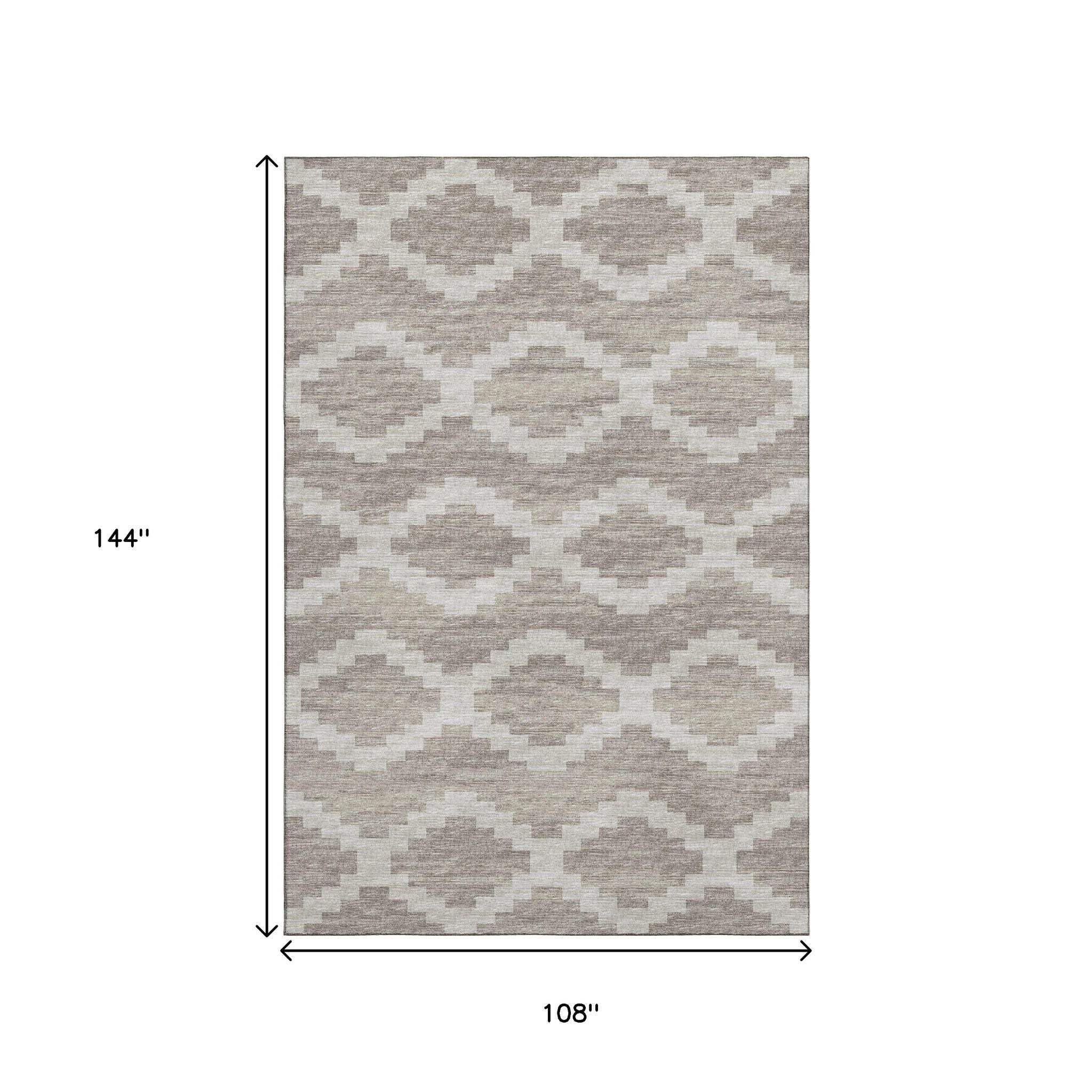 9' X 12' Tan Ivory And Beige Tribal Washable Area Rug With UV Protection - HomeRoots - Flyclothing LLC