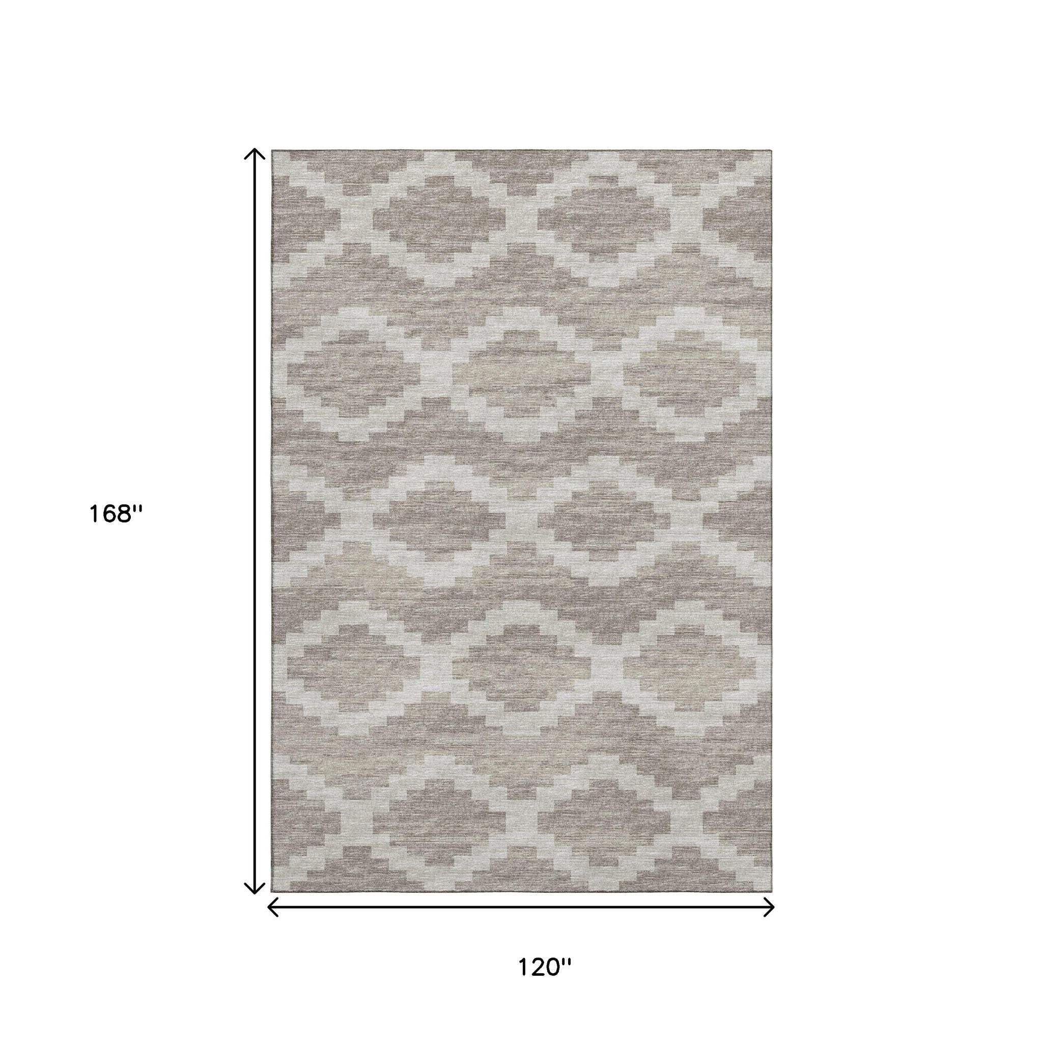 10' X 14' Tan Ivory And Beige Tribal Washable Area Rug With UV Protection - HomeRoots - Flyclothing LLC