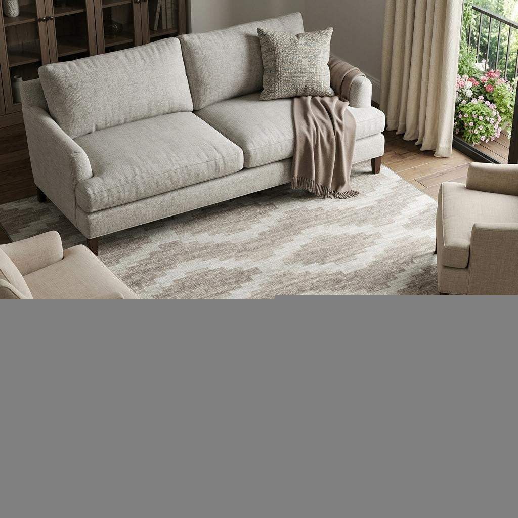 10' X 14' Tan Ivory And Beige Tribal Washable Area Rug With UV Protection - HomeRoots - Flyclothing LLC