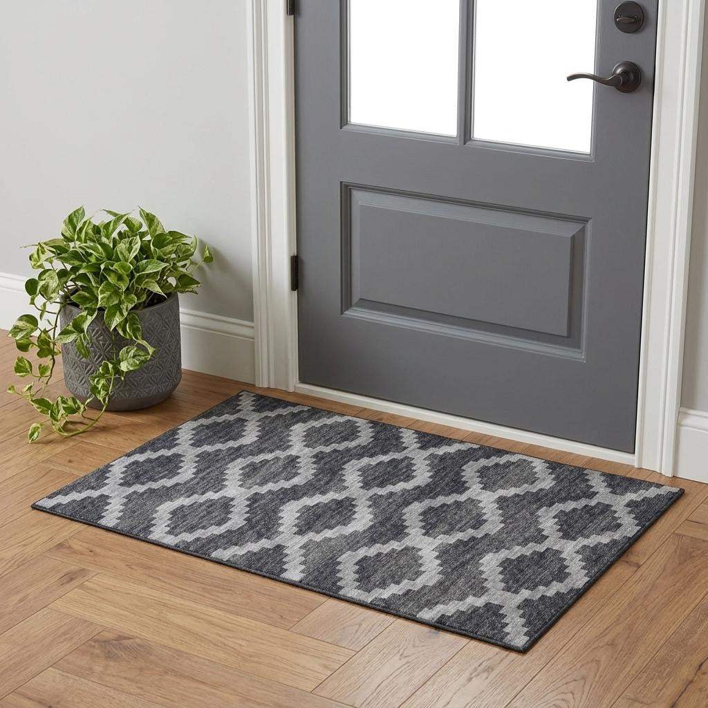 3' X 5' Gray Ivory And Charcoal Tribal Washable Area Rug With UV Protection - HomeRoots - Flyclothing LLC