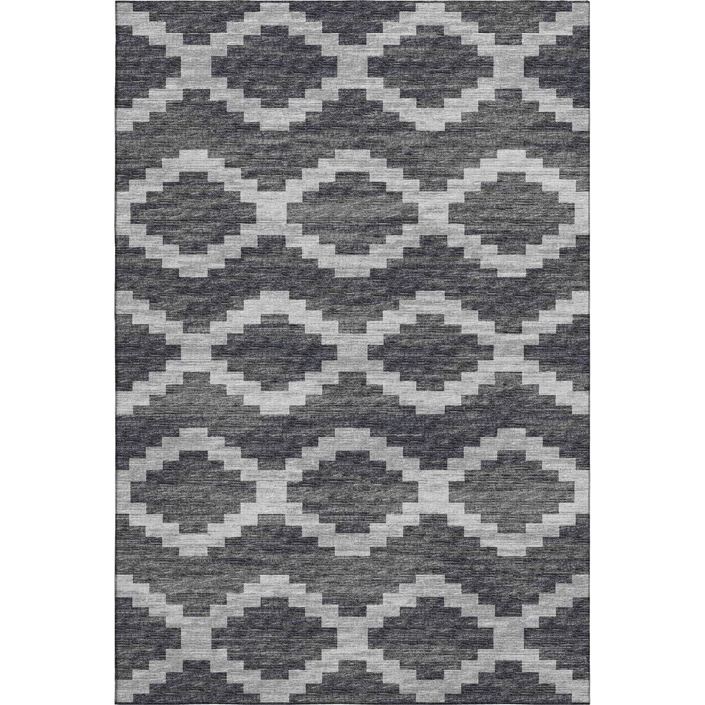5' X 8' Gray Ivory And Charcoal Tribal Washable Area Rug With UV Protection - HomeRoots - Flyclothing LLC