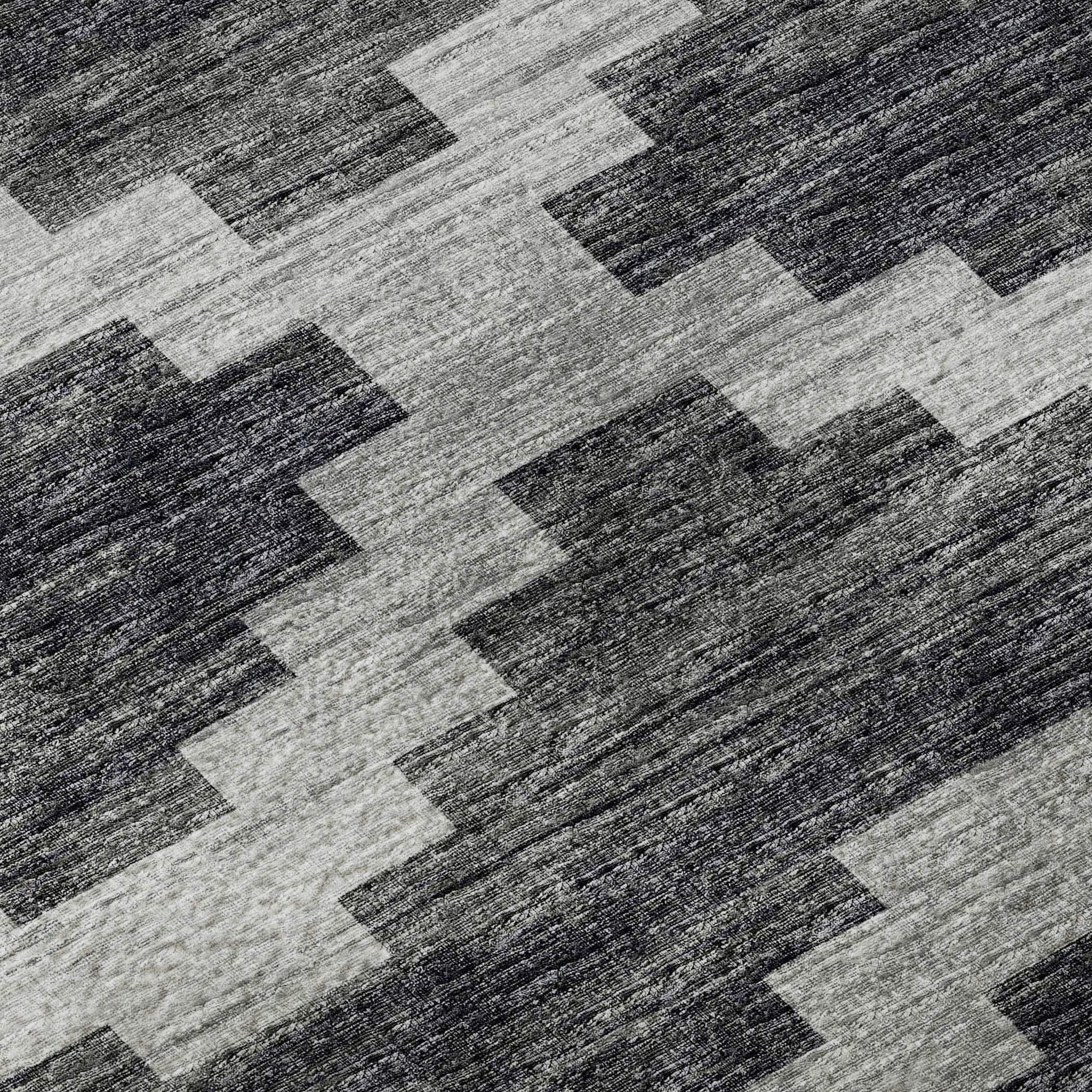 8' Gray Ivory And Charcoal Tribal Washable Round Rug With UV Protection - HomeRoots - Flyclothing LLC