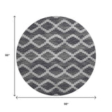 8' Gray Ivory And Charcoal Tribal Washable Round Rug With UV Protection - HomeRoots - Flyclothing LLC