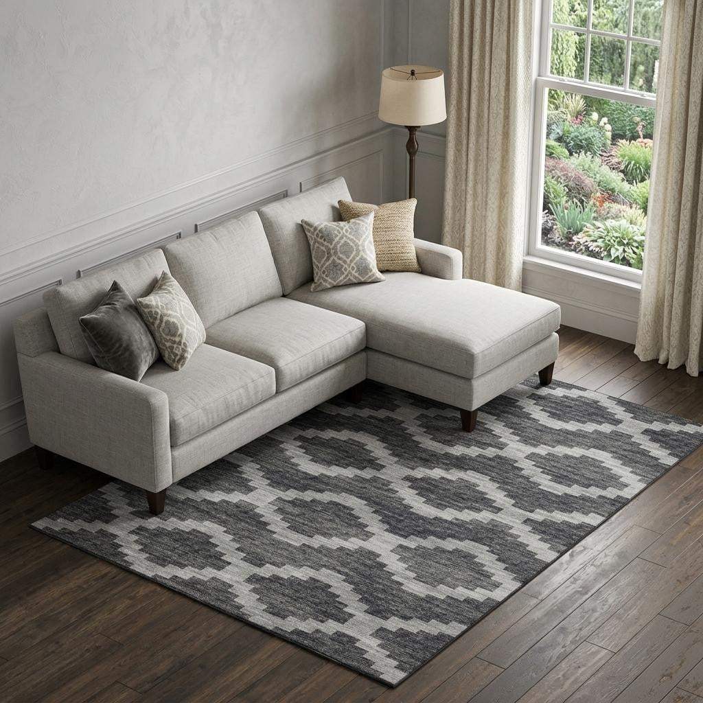 8' X 10' Gray Ivory And Charcoal Tribal Washable Area Rug With UV Protection - HomeRoots - Flyclothing LLC