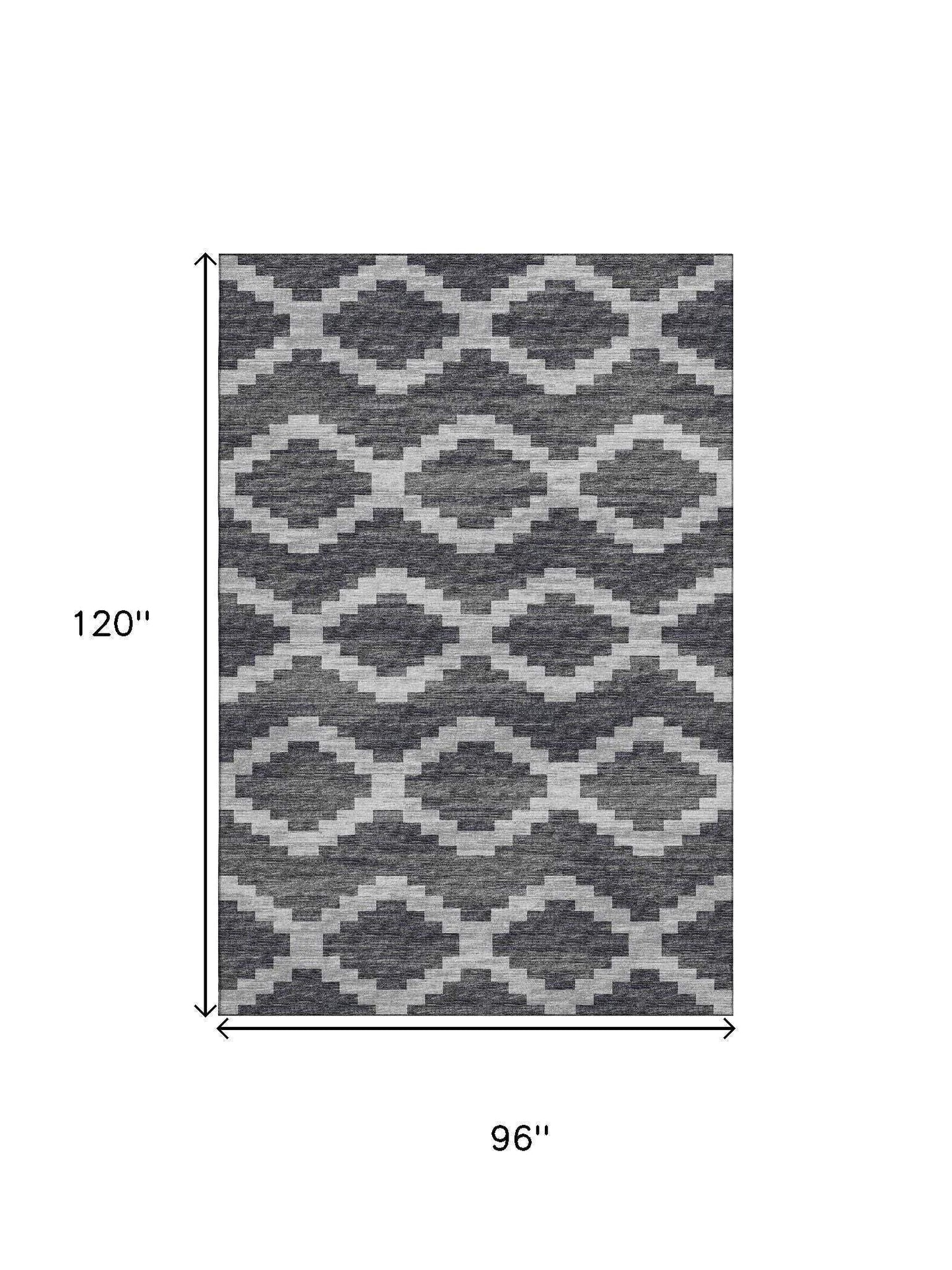 8' X 10' Gray Ivory And Charcoal Tribal Washable Area Rug With UV Protection - HomeRoots - Flyclothing LLC