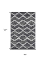 8' X 10' Gray Ivory And Charcoal Tribal Washable Area Rug With UV Protection - HomeRoots - Flyclothing LLC