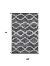 9' X 12' Gray Ivory And Charcoal Tribal Washable Area Rug With UV Protection - HomeRoots - Flyclothing LLC