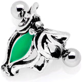 16G 1/2 Green Accented Abstract Butterfly Cuff Cartilage Earring - BodyCandy - Flyclothing LLC