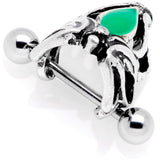 16G 1/2 Green Accented Abstract Butterfly Cuff Cartilage Earring - BodyCandy - Flyclothing LLC
