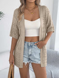 Openwork Open Front Half Sleeve Cardigan - Trendsi - Flyclothing LLC