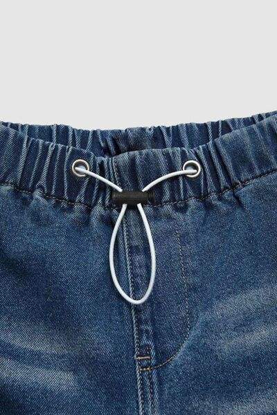 Drawstring Waist Wide Leg Shirred Jeans - Trendsi - Flyclothing LLC