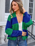 Striped Open Front Dropped Shoulder Cardigan - Trendsi - Flyclothing LLC