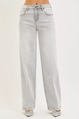 RISEN Slouchy Baggy Jeans with Contrast Stitching - Trendsi - Flyclothing LLC