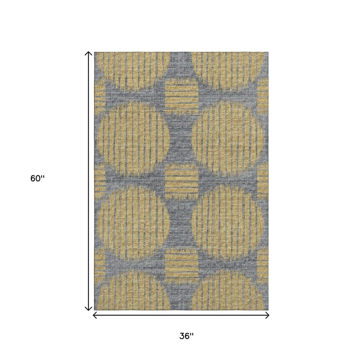 3' X 5' Gold And Gray Geometric Washable Area Rug With UV Protection - HomeRoots - Flyclothing LLC