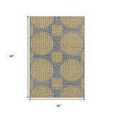 3' X 5' Gold And Gray Geometric Washable Area Rug With UV Protection - HomeRoots - Flyclothing LLC