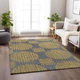 3' X 5' Gold And Gray Geometric Washable Area Rug With UV Protection - HomeRoots - Flyclothing LLC